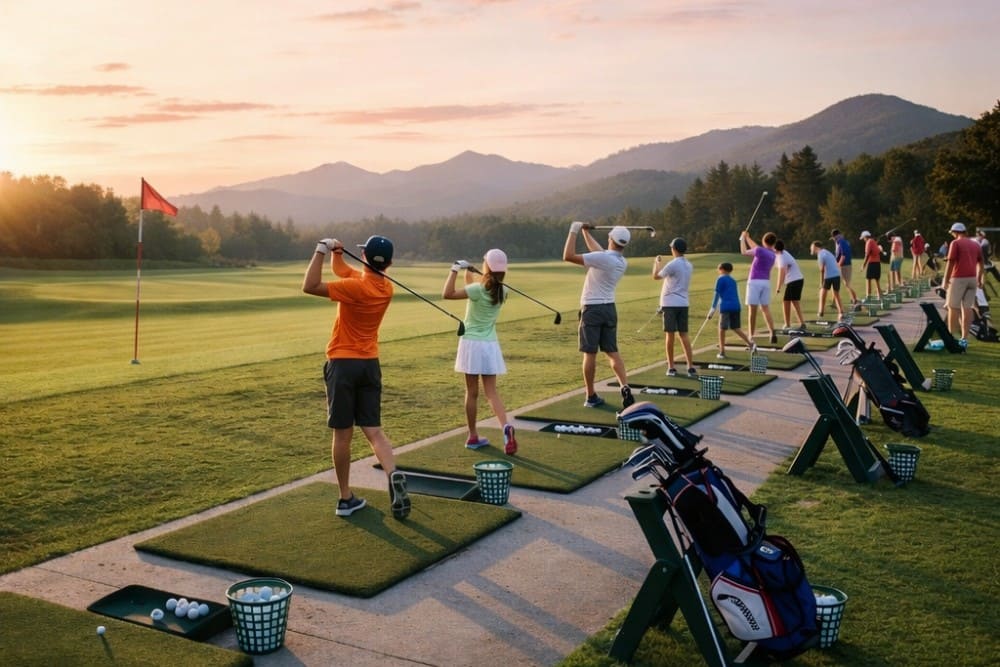 Photo d'un cours collectif pour apprendre le golf