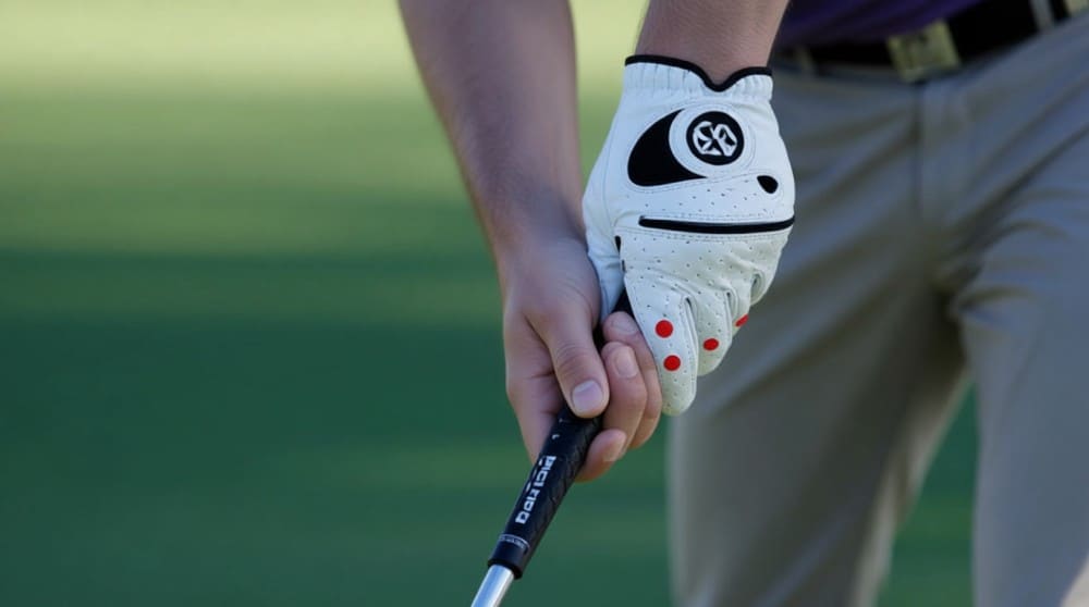 Exemple d'une bonne position de grip pour corriger le slice au golf