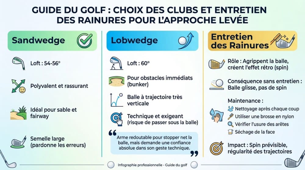 Infographie pour comprendre comment réussir ses approches levées au golf