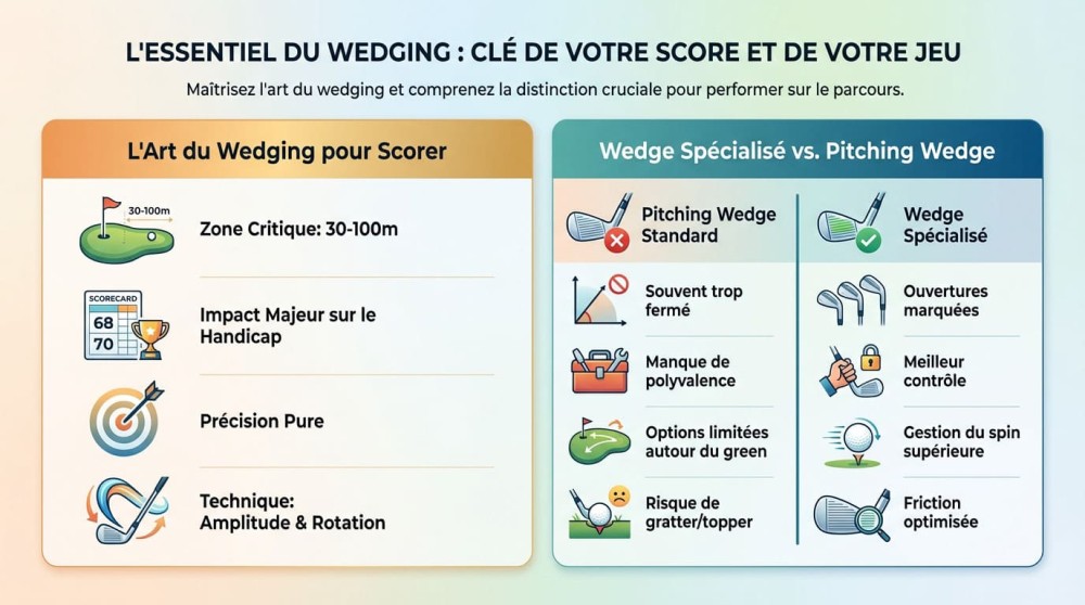 Schéma représentant les techniques de wedging au golf pour améliorer son score