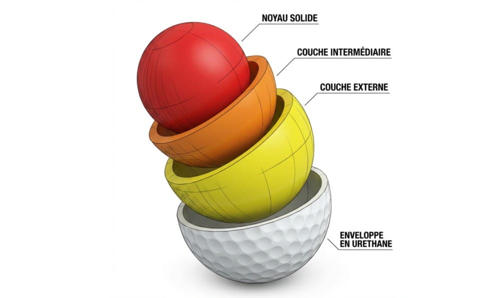 Quelle balle de golf choisir avec le schéma détaillé de la structure interne d'une balle de golf