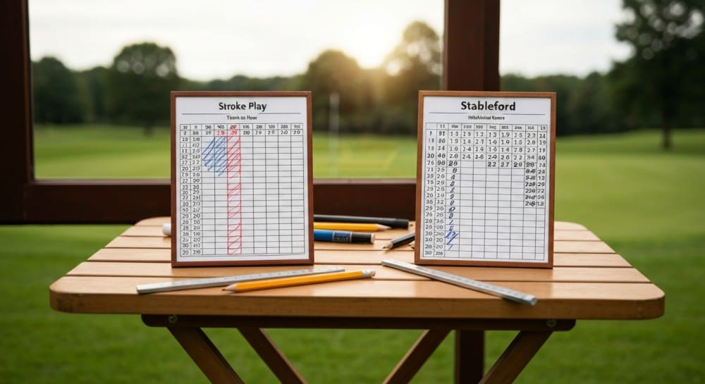 Photo comparative du stroke play et du format de jeu Stableford golf