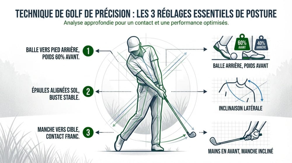 Schéma détaillé de la position à adopter pour faire un bon chip au golf